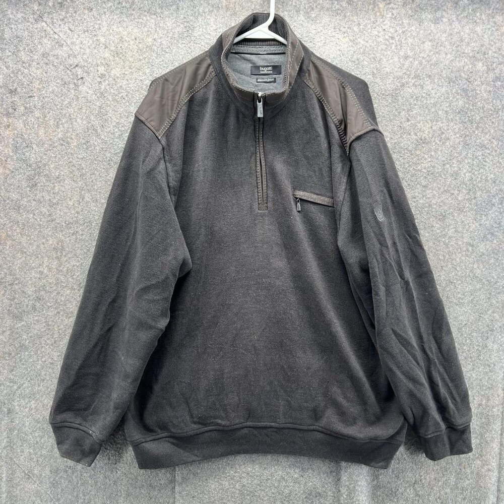 Bugatti Pullover Sweater Mens 2XL Gray Quarter Zip Venlo 8595 Chest Premium